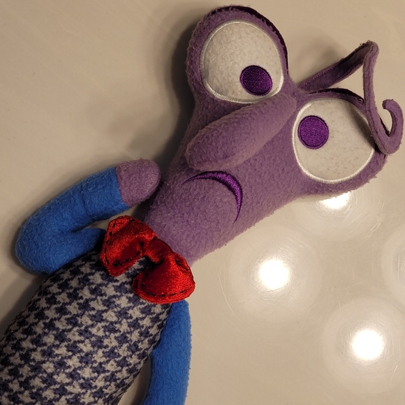 Fear DISNEY Inside Out Movie Purple Character Plush With Red Bow Tie - Picture 16 of 16